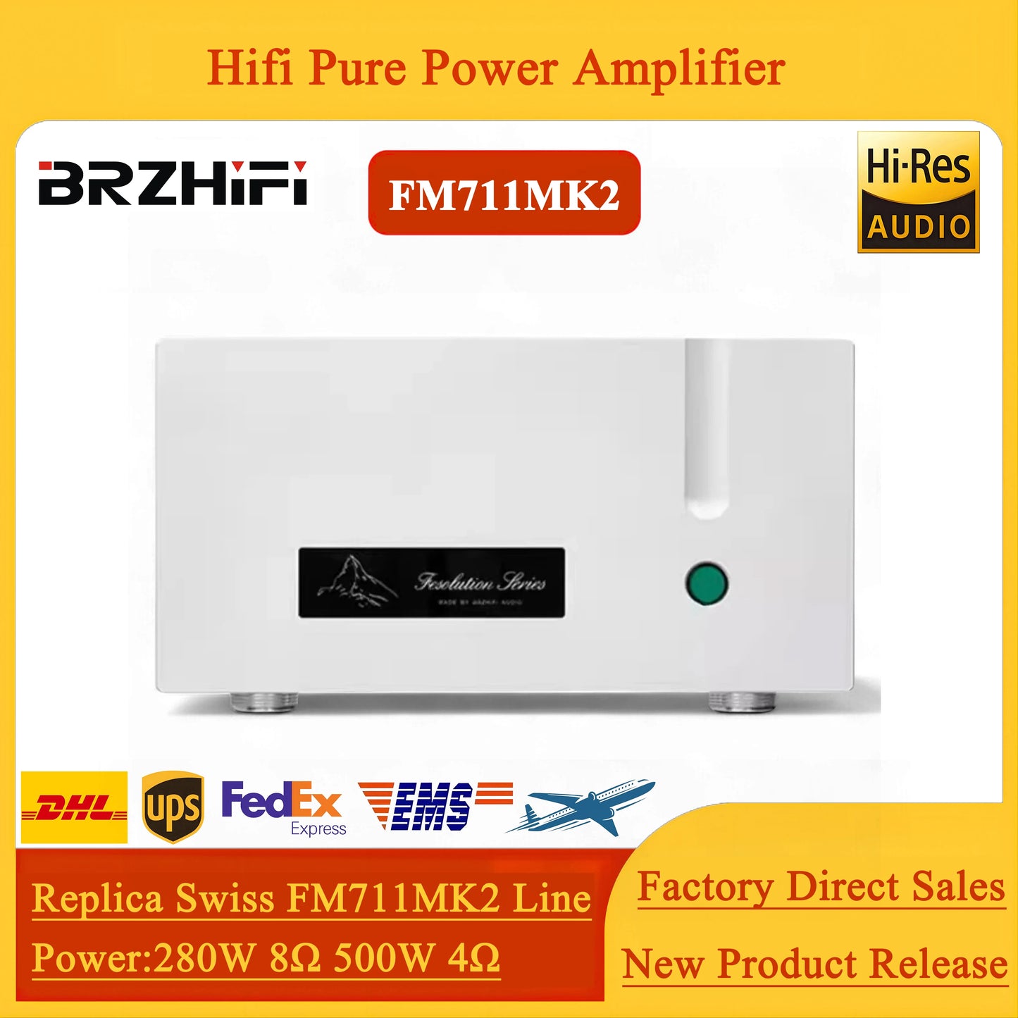 BRZHIFI Replica FM711MK2 Line Pure Post-stage Limited Edition 280W High-power Fever Hifi Amplifier Home