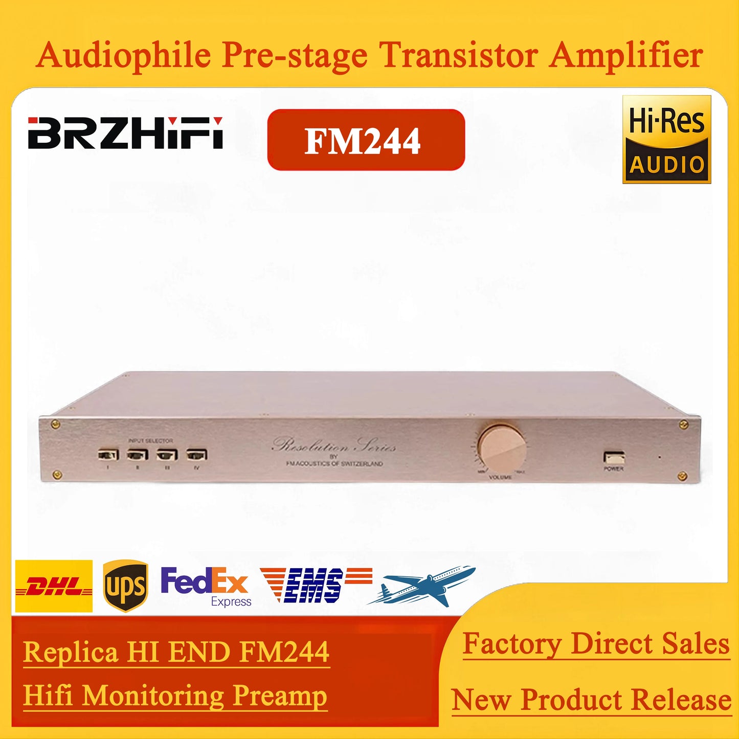 BRZHIFI Replica HI END FM244 Line Fever Pre-stage Transistor Amplifier Whole Machine Hifi Monitoring Pre