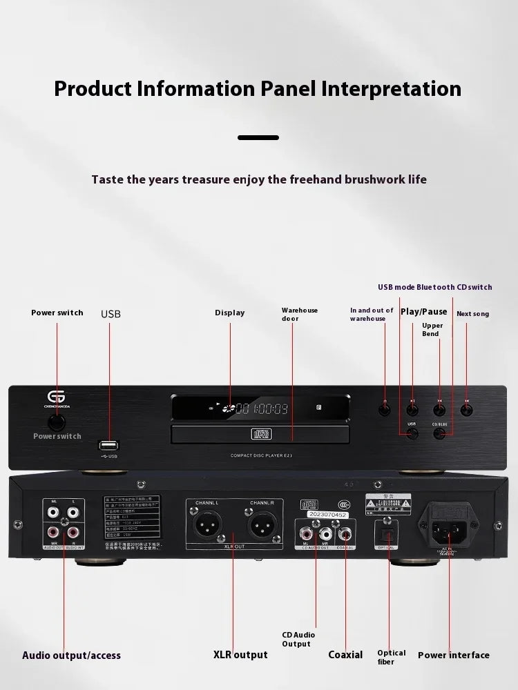 BRZHIFI CD Player Home Professional Disc Player Lossless HIFI Fever Grade Bluetooth Record