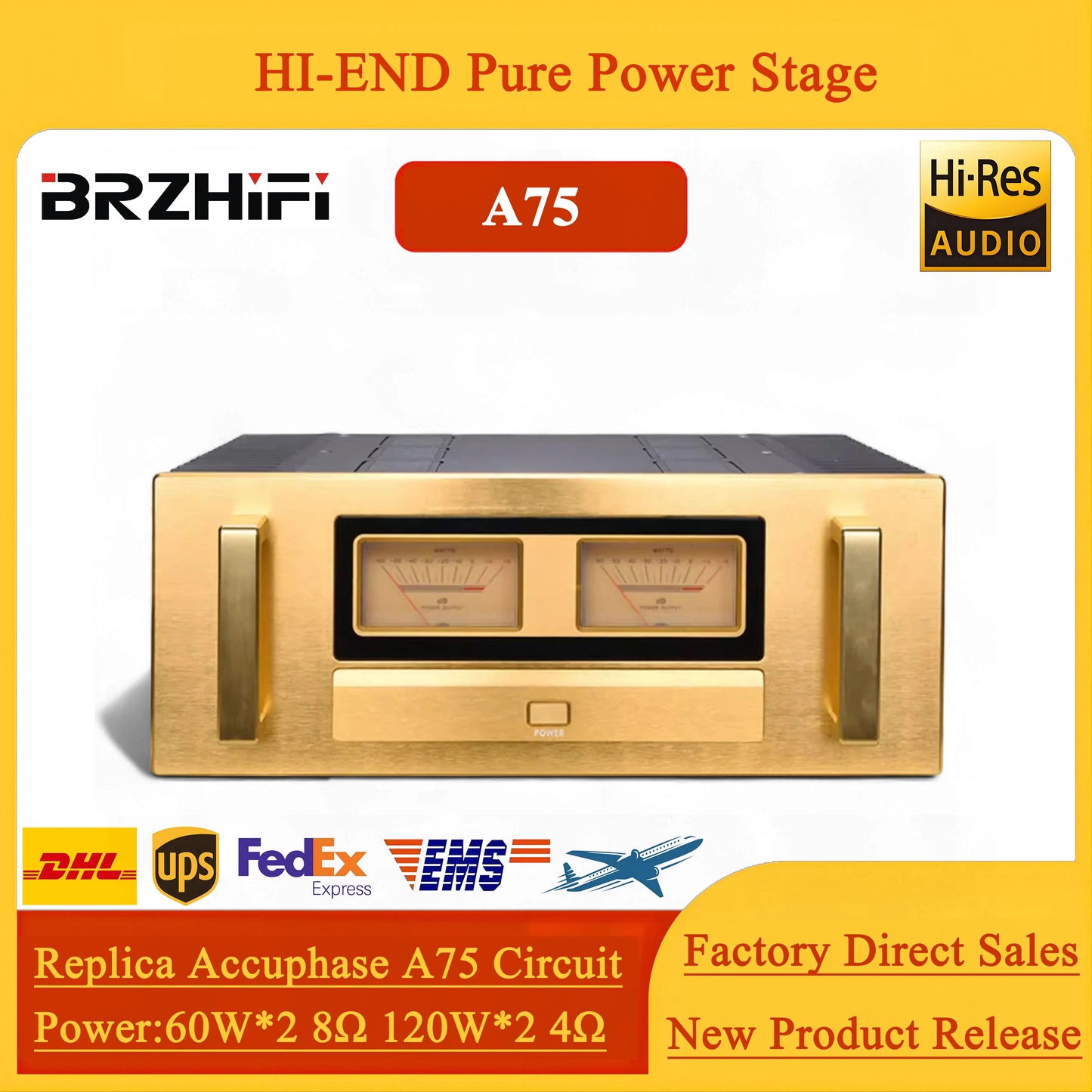 BRZHIFI Replica Accuphase A75 Line 120W*2 Pure Class A A75SE Home HI-END Pure Post-stage Amplifier