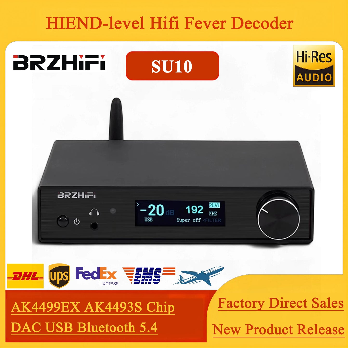 BRZHIFI SU10 HIEND Grade AK4499EX AK4493S DAC Decoder Hifi Fever Bluetooth 5.4
