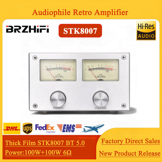BRZHIFI Super LM3886 Japanese Thick Film JVC 8007 Bluetooth 5.0 HIFI Fever Dual Head 100W High Power Retro Amplifier