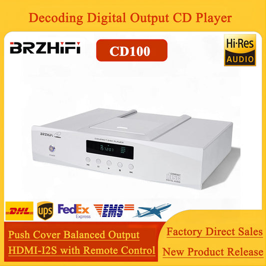 BRZHIFI CD100 Fever CD Player Top Push Cover Balanced Output Player Decoding Digital Output with Remote Control
