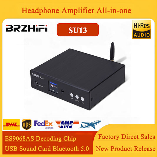 BRZHIFI SU13 Desktop HIFI Bluetooth ES9068 Decoder USB Sound Card Digital Interface Headphone Amplifier All-in-one Bluetooth 5.0